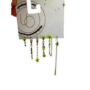 Urban Outfitters Mixed Green Floral & Bead Earring Set